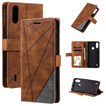 For Motorola Moto E7 Power Skin Feel Splicing Horizontal Flip Leather Case with Holder & Card Slots & Wallet & Photo Frame(Brown) - Motorola Cases by buy2fix | Online Shopping UK | buy2fix