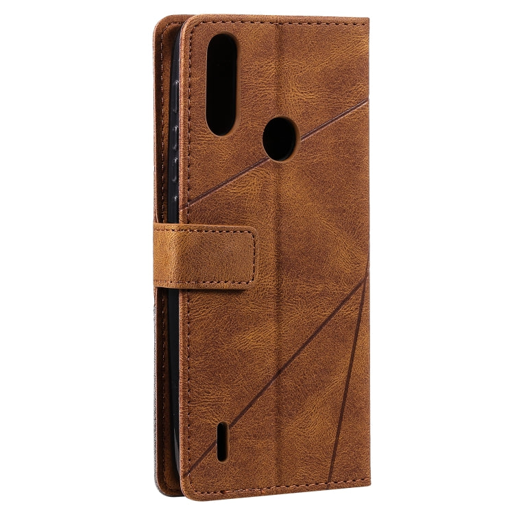 For Motorola Moto E7 Power Skin Feel Splicing Horizontal Flip Leather Case with Holder & Card Slots & Wallet & Photo Frame(Brown) - Motorola Cases by buy2fix | Online Shopping UK | buy2fix
