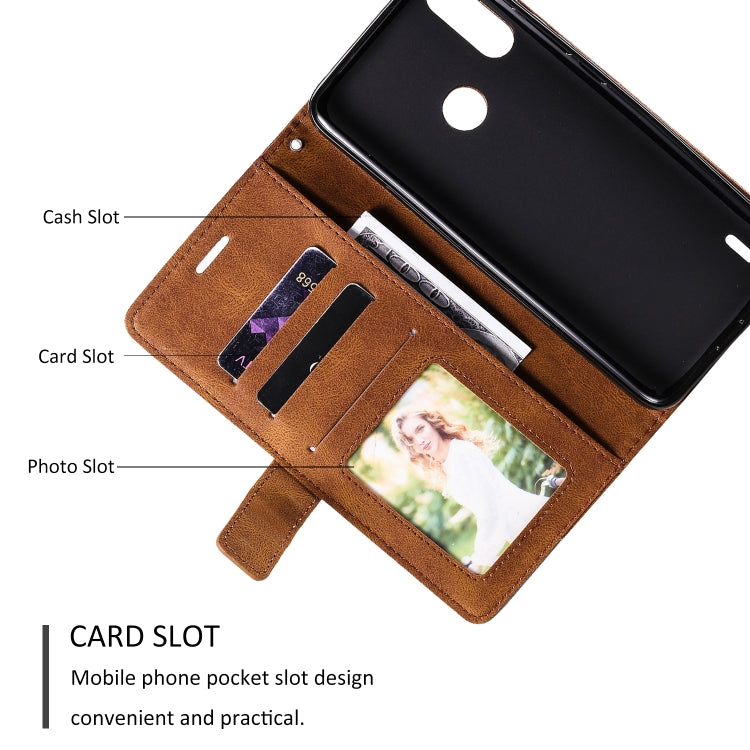 For Motorola Moto E7 Power Skin Feel Splicing Horizontal Flip Leather Case with Holder & Card Slots & Wallet & Photo Frame(Brown) - Motorola Cases by buy2fix | Online Shopping UK | buy2fix