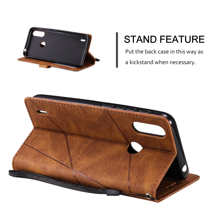 For Motorola Moto E7 Power Skin Feel Splicing Horizontal Flip Leather Case with Holder & Card Slots & Wallet & Photo Frame(Brown) - Motorola Cases by buy2fix | Online Shopping UK | buy2fix