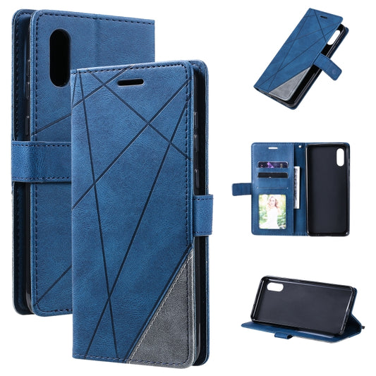 For Samsung Galaxy A02 (EU Version) Skin Feel Splicing Horizontal Flip Leather Case with Holder & Card Slots & Wallet & Photo Frame(Blue) by buy2fix