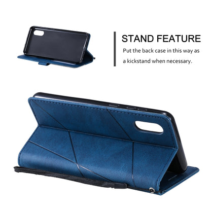 For Samsung Galaxy A02 (EU Version) Skin Feel Splicing Horizontal Flip Leather Case with Holder & Card Slots & Wallet & Photo Frame(Blue) by buy2fix