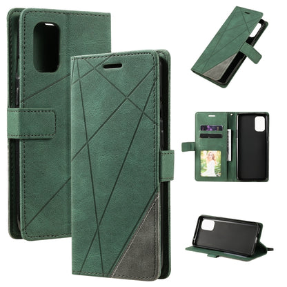 For OnePlus 8T Skin Feel Splicing Horizontal Flip Leather Case with Holder & Card Slots & Wallet & Photo Frame(Green) by buy2fix