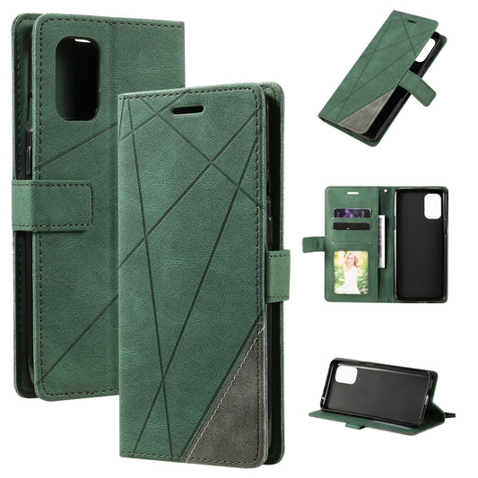 For OnePlus 8T Skin Feel Splicing Horizontal Flip Leather Case with Holder & Card Slots & Wallet & Photo Frame(Green) by buy2fix