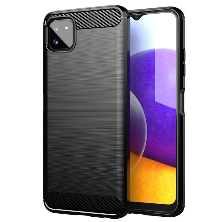 For Samsung Galaxy A22 5G Brushed Texture Carbon Fiber TPU Case(Black) by buy2fix