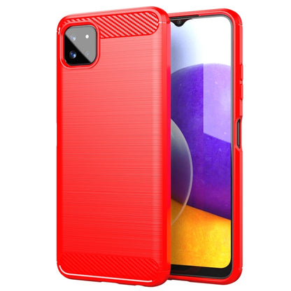 For Samsung Galaxy A22 5G Brushed Texture Carbon Fiber TPU Case(Red) by buy2fix