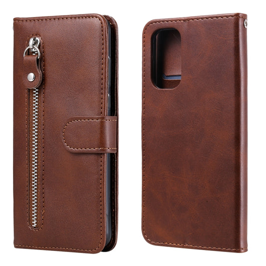 For OPPO Reno5 / Find X3 Lite Fashion Calf Texture Zipper Horizontal Flip Leather Case with Stand & Card Slots & Wallet(Brown) - OPPO Cases by buy2fix | Online Shopping UK | buy2fix