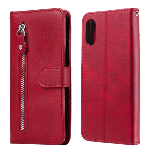 For Samsung Galaxy A02 / M02 (EU Version) Fashion Calf Texture Zipper Horizontal Flip Leather Case with Stand & Card Slots & Wallet(Red) - Galaxy Phone Cases by buy2fix | Online Shopping UK | buy2fix