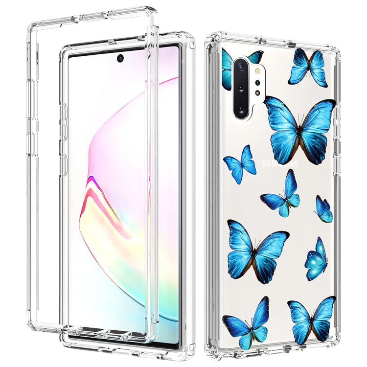 For Samsung Galaxy Note 10 Plus 2 in 1 High Transparent Painted Shockproof PC + TPU Protective Case(Blue Butterfly) by buy2fix