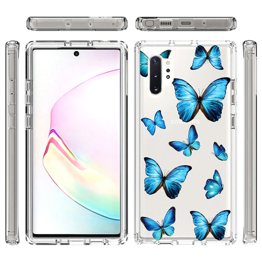 For Samsung Galaxy Note 10 Plus 2 in 1 High Transparent Painted Shockproof PC + TPU Protective Case(Blue Butterfly) by buy2fix
