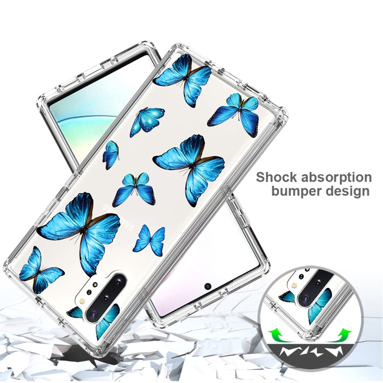 For Samsung Galaxy Note 10 Plus 2 in 1 High Transparent Painted Shockproof PC + TPU Protective Case(Blue Butterfly) by buy2fix