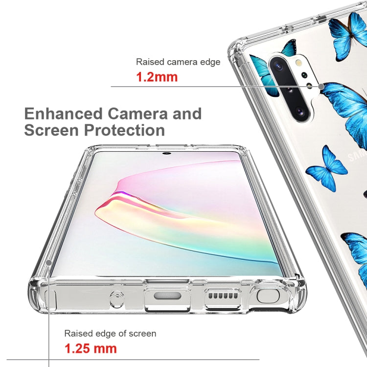 For Samsung Galaxy Note 10 Plus 2 in 1 High Transparent Painted Shockproof PC + TPU Protective Case(Blue Butterfly) by buy2fix