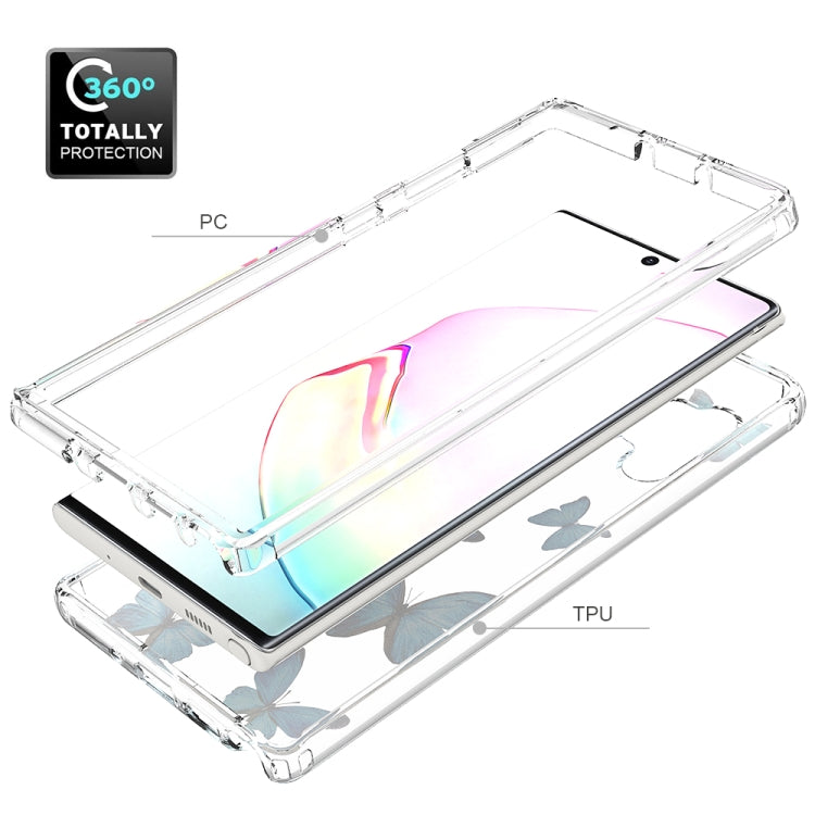 For Samsung Galaxy Note 10 Plus 2 in 1 High Transparent Painted Shockproof PC + TPU Protective Case(Blue Butterfly) by buy2fix