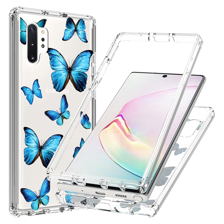 For Samsung Galaxy Note 10 Plus 2 in 1 High Transparent Painted Shockproof PC + TPU Protective Case(Blue Butterfly) by buy2fix