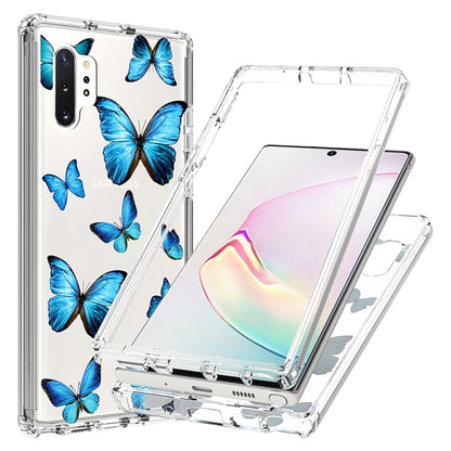For Samsung Galaxy Note 10 Plus 2 in 1 High Transparent Painted Shockproof PC + TPU Protective Case(Blue Butterfly) by buy2fix