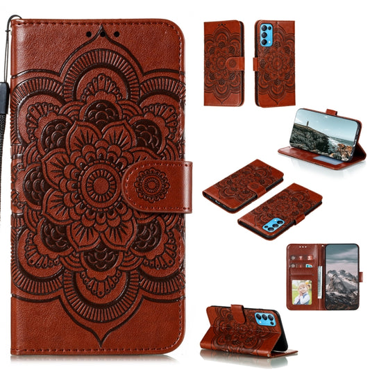 For OPPO Reno5 5G / Find X3 Lite Mandala Embossing Pattern Horizontal Flip PU Leather Case with Holder & Card Slots & Wallet & Lanyard(Brown) by buy2fix