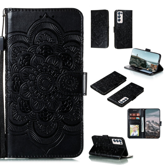 For OPPO Find X3 / Find X3 Pro Mandala Embossing Pattern Horizontal Flip PU Leather Case with Holder & Card Slots & Wallet & Lanyard(Black) by buy2fix