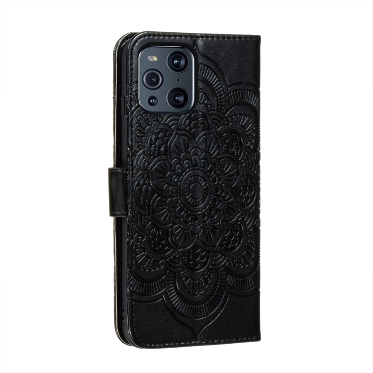 For OPPO Find X3 / Find X3 Pro Mandala Embossing Pattern Horizontal Flip PU Leather Case with Holder & Card Slots & Wallet & Lanyard(Black) by buy2fix