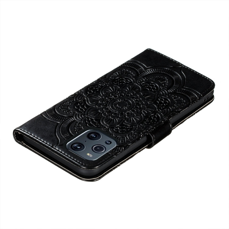 For OPPO Find X3 / Find X3 Pro Mandala Embossing Pattern Horizontal Flip PU Leather Case with Holder & Card Slots & Wallet & Lanyard(Black) by buy2fix