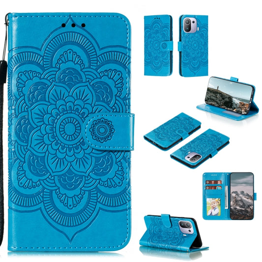 For Xiaomi Mi 11 Lite Mandala Embossing Pattern Horizontal Flip PU Leather Case with Holder & Card Slots & Wallet & Lanyard(Blue) - Xiaomi Cases by buy2fix | Online Shopping UK | buy2fix