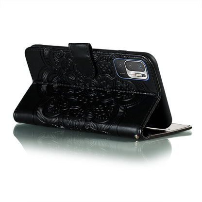 For Xiaomi Redmi Note 10 5G Mandala Embossing Pattern Horizontal Flip PU Leather Case with Holder & Card Slots & Wallet & Lanyard(Black) - Xiaomi Cases by buy2fix | Online Shopping UK | buy2fix