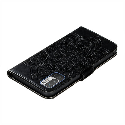 For Xiaomi Redmi Note 10 5G Mandala Embossing Pattern Horizontal Flip PU Leather Case with Holder & Card Slots & Wallet & Lanyard(Black) - Xiaomi Cases by buy2fix | Online Shopping UK | buy2fix