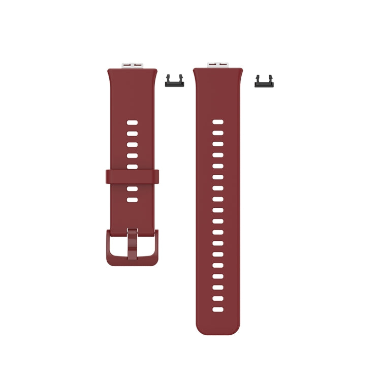 For Huawei Watch Fit Protective Silicone Case + Silicone Watch Band Kit(Wine Red) - Watch Bands by buy2fix | Online Shopping UK | buy2fix