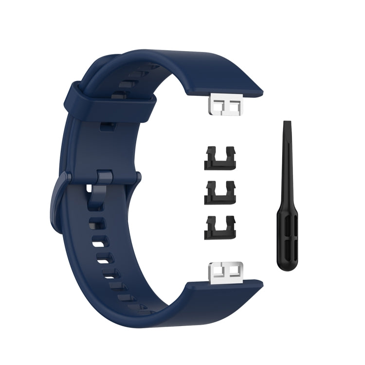 For Huawei Watch Fit Protective Silicone Case + Silicone Watch Band Kit(Dark Blue) - Watch Bands by buy2fix | Online Shopping UK | buy2fix