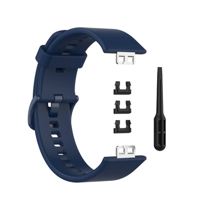 For Huawei Watch Fit Protective Silicone Case + Silicone Watch Band Kit(Dark Blue) - Watch Bands by buy2fix | Online Shopping UK | buy2fix