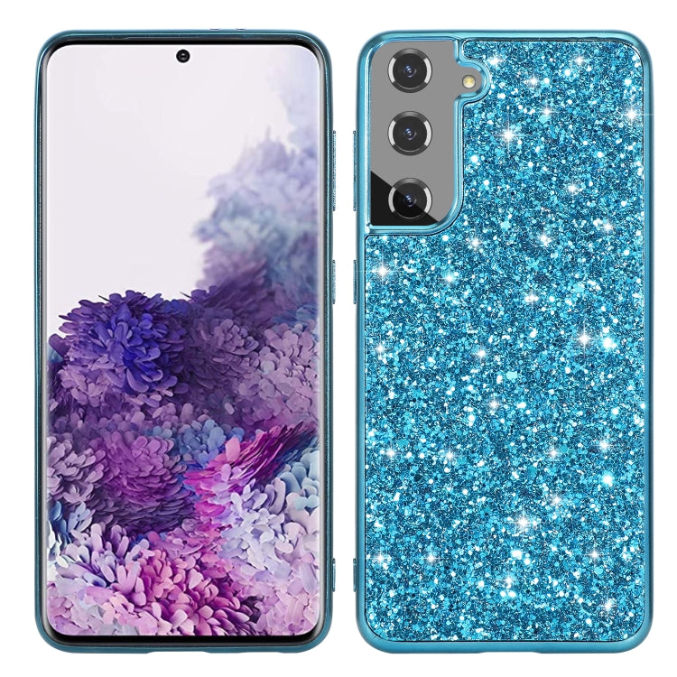 For Samsung Galaxy S21 FE Glitter Powder Shockproof TPU Protective Case(Blue) by buy2fix