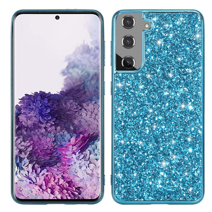 For Samsung Galaxy S21 FE Glitter Powder Shockproof TPU Protective Case(Blue) by buy2fix