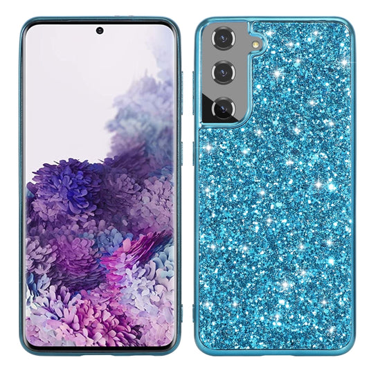 For Samsung Galaxy S21 FE Glitter Powder Shockproof TPU Protective Case(Blue) by buy2fix