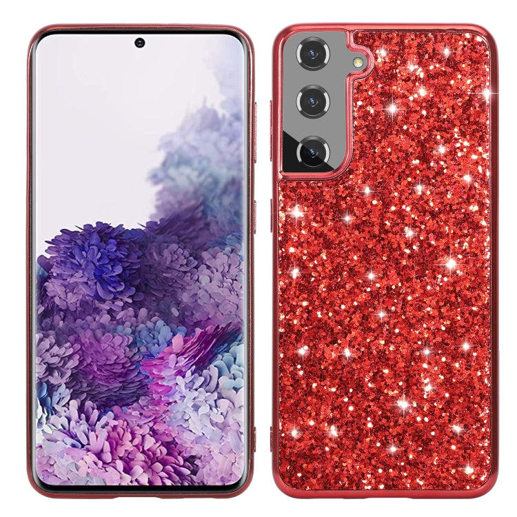 For Samsung Galaxy S21 FE Glitter Powder Shockproof TPU Protective Case(Red) by buy2fix