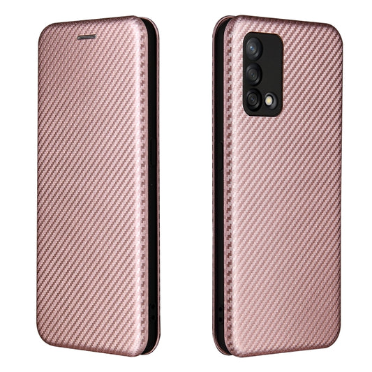 For OPPO F19 / A74 4G Carbon Fiber Texture Horizontal Flip TPU + PC + PU Leather Case with Card Slot(Pink) by buy2fix