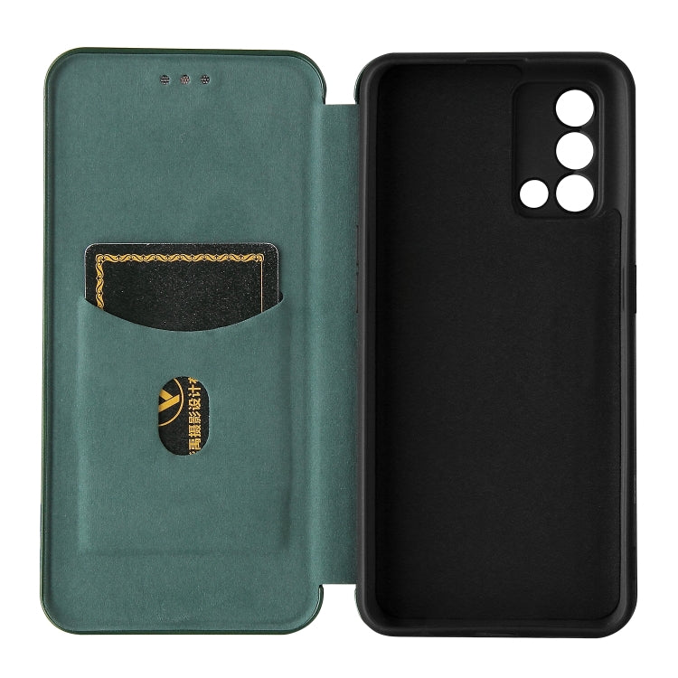 For OPPO F19 / A74 4G Carbon Fiber Texture Horizontal Flip TPU + PC + PU Leather Case with Card Slot(Green) by buy2fix