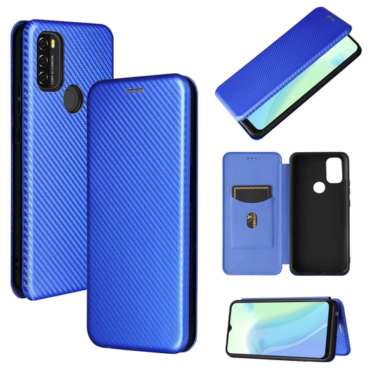For Blackview A70 (2021) Carbon Fiber Texture Horizontal Flip TPU + PC + PU Leather Case with Card Slot(Blue) - More Brand by buy2fix | Online Shopping UK | buy2fix