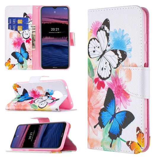 For Nokia G20 / G10 Colored Drawing Pattern Horizontal Flip Leather Case with Holder & Card Slots & Wallet(Butterflies) - Nokia Cases by buy2fix | Online Shopping UK | buy2fix