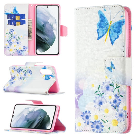 For Samsung Galaxy S21 FE Colored Drawing Pattern Horizontal Flip Leather Case with Holder & Card Slots & Wallet(Butterfly Love) by buy2fix
