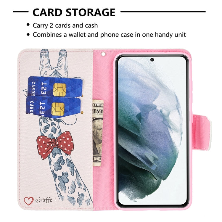 For Samsung Galaxy S21 FE Colored Drawing Pattern Horizontal Flip Leather Case with Holder & Card Slots & Wallet(Deer) by buy2fix