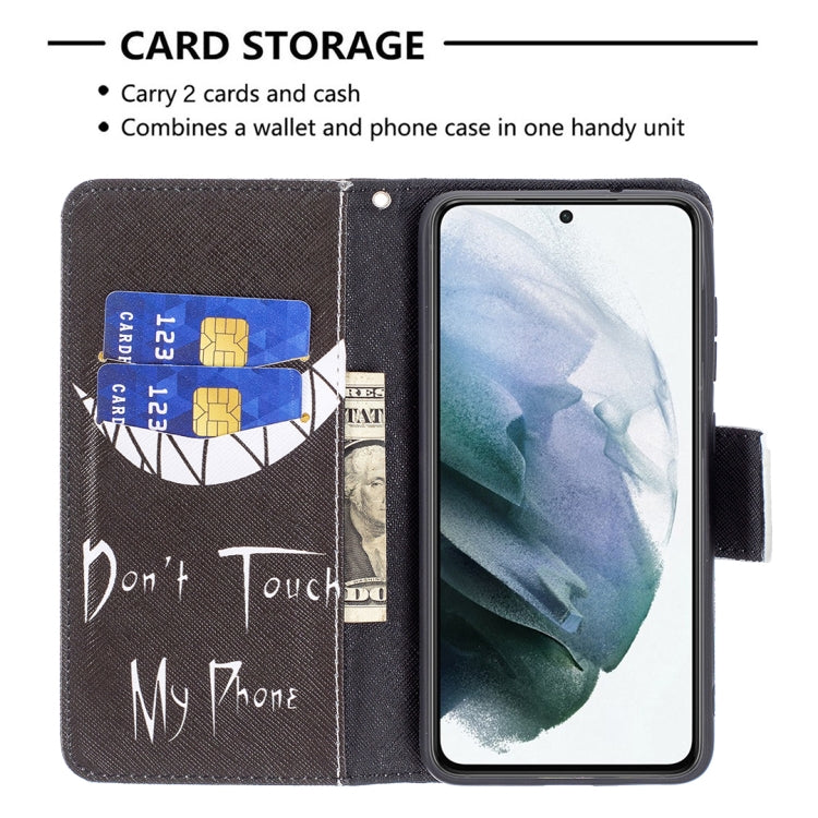 For Samsung Galaxy S21 FE Colored Drawing Pattern Horizontal Flip Leather Case with Holder & Card Slots & Wallet(Smirk) by buy2fix