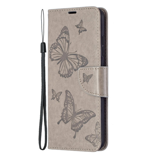 For Nokia 1.4 Embossing Two Butterflies Pattern Horizontal Flip PU Leather Case with Holder & Card Slot & Wallet & Lanyard(Grey) by buy2fix
