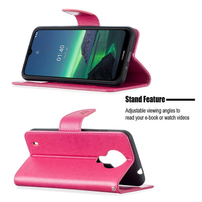 For Nokia 1.4 Embossing Two Butterflies Pattern Horizontal Flip PU Leather Case with Holder & Card Slot & Wallet & Lanyard(Rose Red) - Nokia Cases by buy2fix | Online Shopping UK | buy2fix