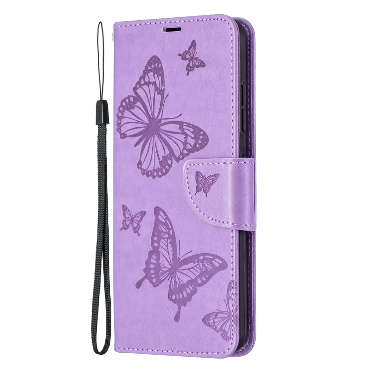 For Nokia 1.4 Embossing Two Butterflies Pattern Horizontal Flip PU Leather Case with Holder & Card Slot & Wallet & Lanyard(Purple) by buy2fix