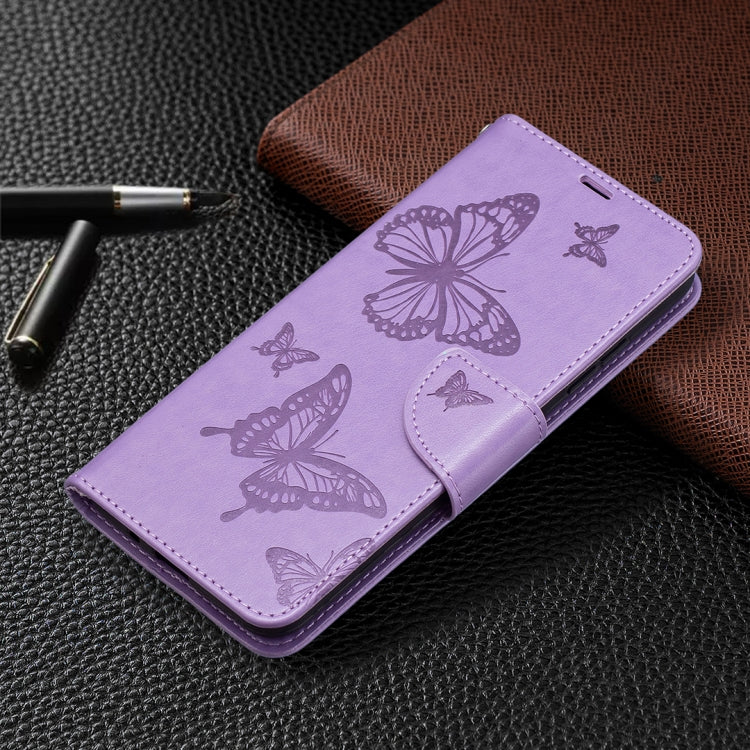 For Nokia 1.4 Embossing Two Butterflies Pattern Horizontal Flip PU Leather Case with Holder & Card Slot & Wallet & Lanyard(Purple) by buy2fix