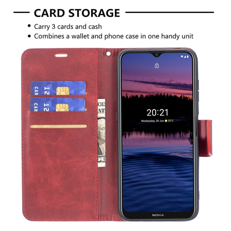 For Nokia G20 / G10 Retro Lambskin Texture Pure Color Horizontal Flip PU Leather Case with Holder & Card Slots & Wallet & Lanyard(Red) by buy2fix