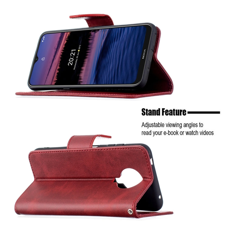 For Nokia G20 / G10 Retro Lambskin Texture Pure Color Horizontal Flip PU Leather Case with Holder & Card Slots & Wallet & Lanyard(Red) by buy2fix