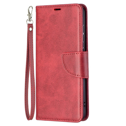 For Samsung Galaxy S21 FE Retro Lambskin Texture Pure Color Horizontal Flip PU Leather Case with Holder & Card Slots & Wallet & Lanyard(Red) by buy2fix
