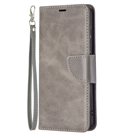 For Samsung Galaxy S21 FE Retro Lambskin Texture Pure Color Horizontal Flip PU Leather Case with Holder & Card Slots & Wallet & Lanyard(Grey) by buy2fix