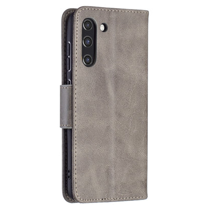 For Samsung Galaxy S21 FE Retro Lambskin Texture Pure Color Horizontal Flip PU Leather Case with Holder & Card Slots & Wallet & Lanyard(Grey) by buy2fix