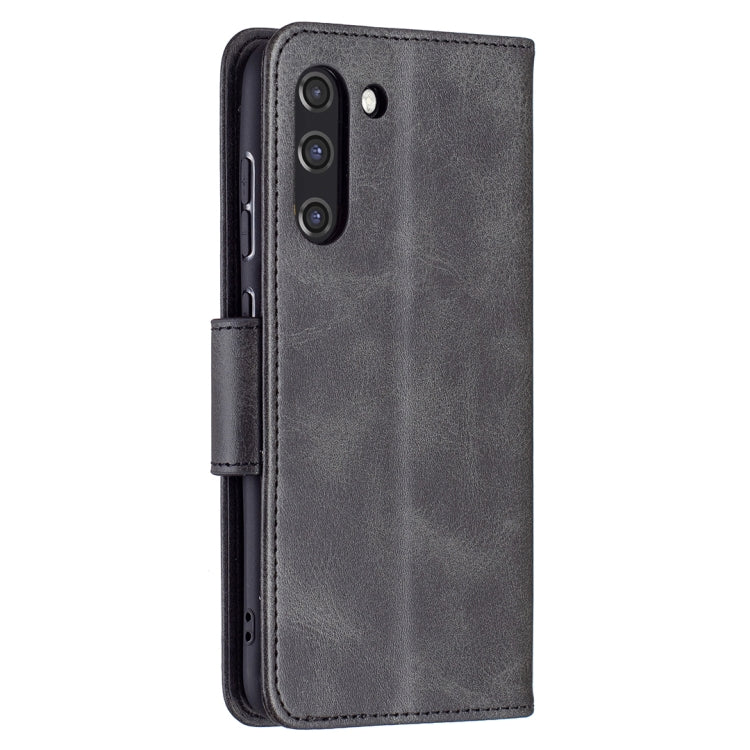 For Samsung Galaxy S21 FE Retro Lambskin Texture Pure Color Horizontal Flip PU Leather Case with Holder & Card Slots & Wallet & Lanyard(Black) by buy2fix